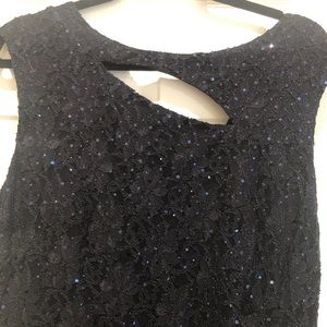 Navy blue sequenced formal gown